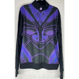 Wakanda Forever‎ Zip-Up Jacket-Marvel Disney–Size Large–Black/Purple-New w/Tags